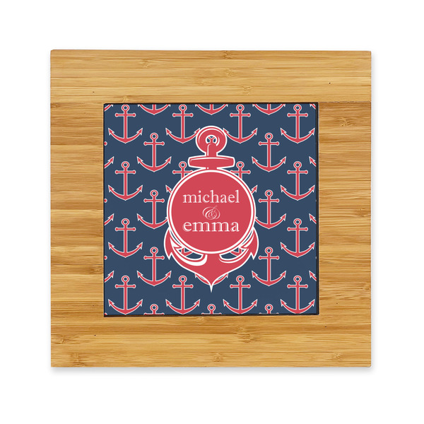 Custom All Anchors Bamboo Trivet with Ceramic Tile Insert (Personalized)