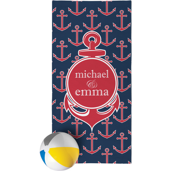 Custom All Anchors Beach Towel (Personalized)