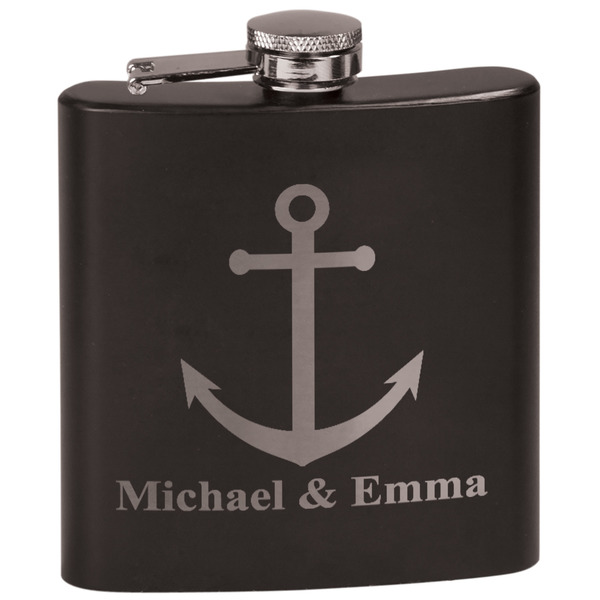 Custom All Anchors Black Flask Set (Personalized)
