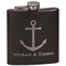All Anchors Black Flask - Engraved Front