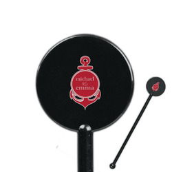 All Anchors 5.5" Round Plastic Stir Sticks - Black - Single Sided (Personalized)