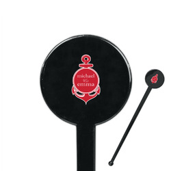 All Anchors 7" Round Plastic Stir Sticks - Black - Single Sided (Personalized)