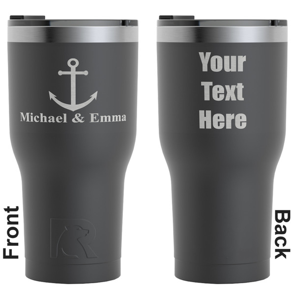 Custom All Anchors RTIC Tumbler - Black - Engraved Front & Back (Personalized)
