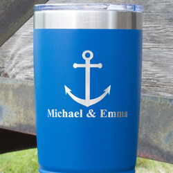 All Anchors 20 oz Stainless Steel Tumbler - Royal Blue - Single Sided (Personalized)