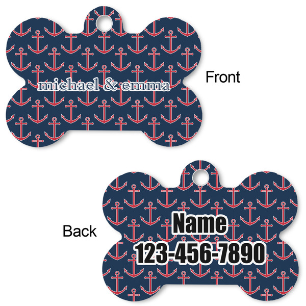 All Anchors Bone Shaped Dog ID Tag - Large - Approval