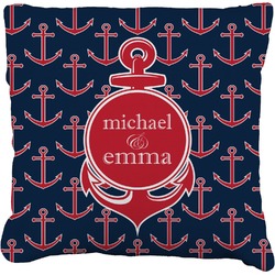 All Anchors Faux-Linen Throw Pillow 16" (Personalized)