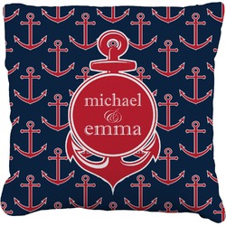 All Anchors Faux-Linen Throw Pillow 18" (Personalized)