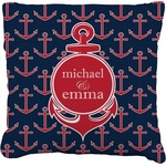 All Anchors Faux-Linen Throw Pillow (Personalized)