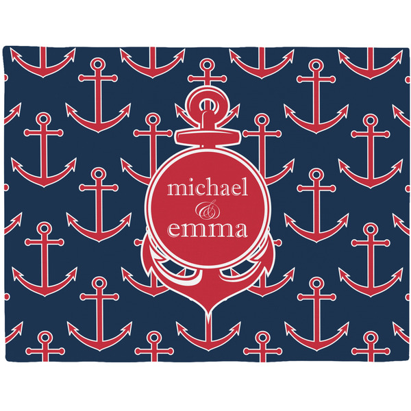 Custom All Anchors Woven Fabric Placemat - Twill w/ Couple's Names