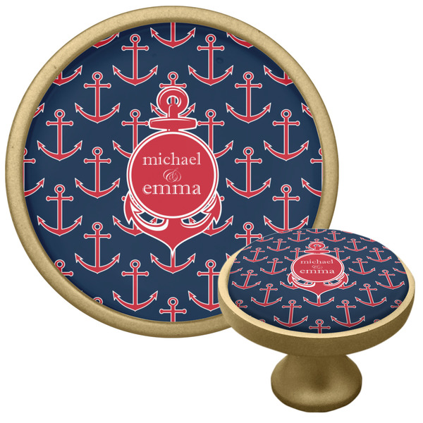 Custom All Anchors Cabinet Knob - Gold (Personalized)