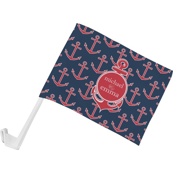 Custom All Anchors Car Flag - Small w/ Couple's Names