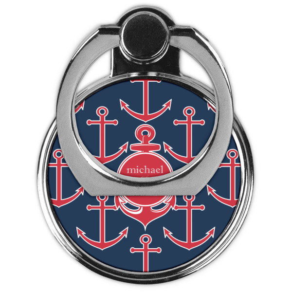 All Anchors Cell Phone Ring Stand & Holder - Front (Collapsed)