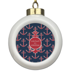 All Anchors Ceramic Ball Ornament (Personalized)