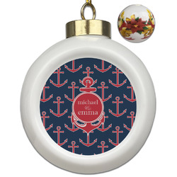 All Anchors Ceramic Ball Ornaments - Poinsettia Garland (Personalized)