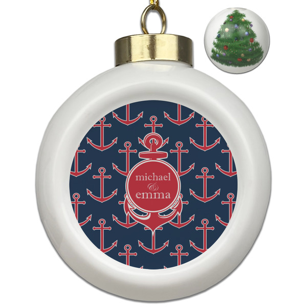 Custom All Anchors Ceramic Ball Ornament - Christmas Tree (Personalized)