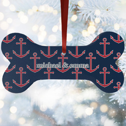 All Anchors Ceramic Dog Ornament w/ Couple's Names