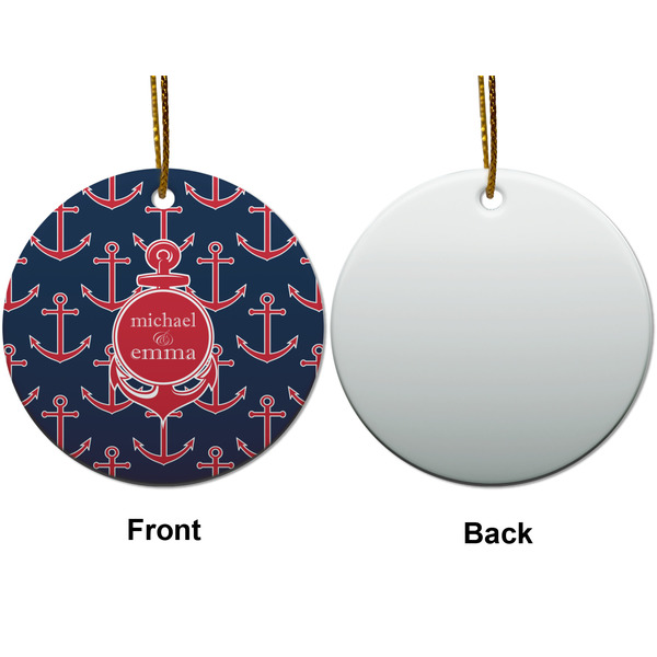 All Anchors Ceramic Flat Ornament - Circle Front & Back (APPROVAL)