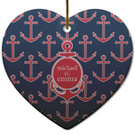All Anchors Heart Ceramic Ornament w/ Couple's Names