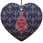 All Anchors Heart Ceramic Ornament w/ Couple's Names