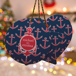All Anchors Ceramic Ornament w/ Couple's Names