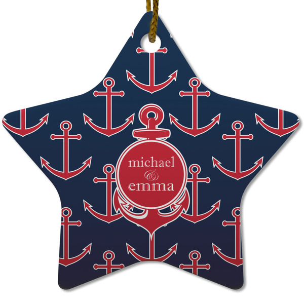 All Anchors Ceramic Flat Ornament - Star (Front)