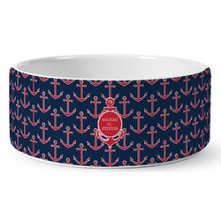 All Anchors Ceramic Dog Bowl - Medium (Personalized)