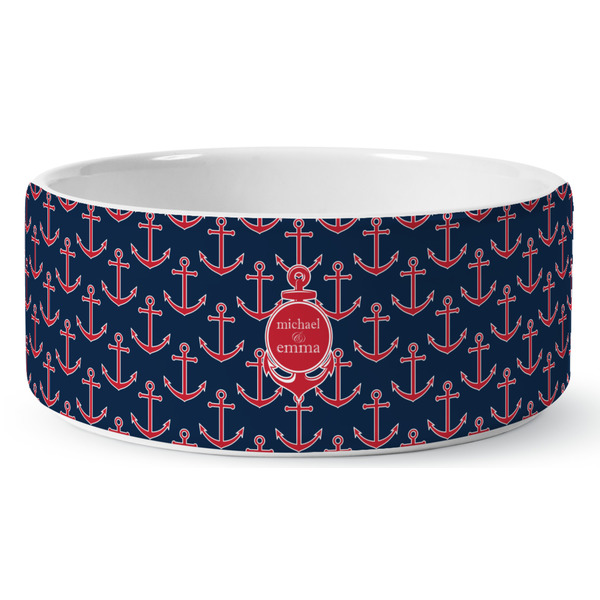 Custom All Anchors Ceramic Dog Bowl - Large (Personalized)