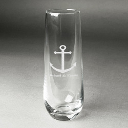 All Anchors Champagne Flute - Stemless Engraved - Single (Personalized)