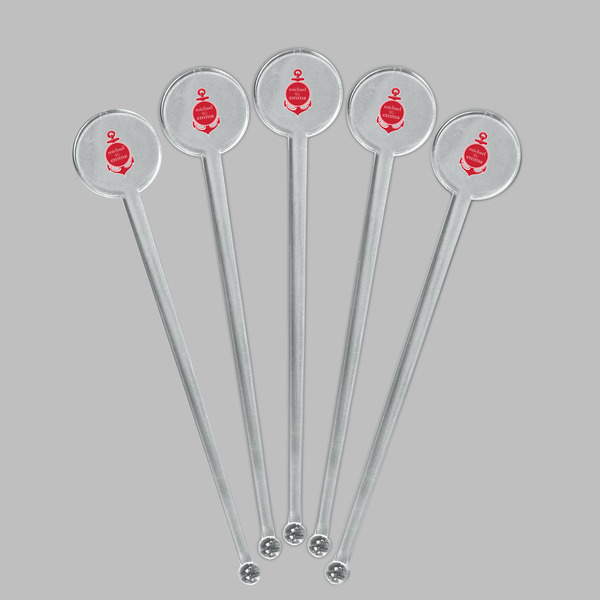 All Anchors Clear Plastic 7" Stir Stick - Round - Fan View