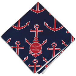 All Anchors Cloth Dinner Napkin - Single w/ Couple's Names