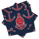 All Anchors Cloth Cocktail Napkins - Set of 4 w/ Couple's Names