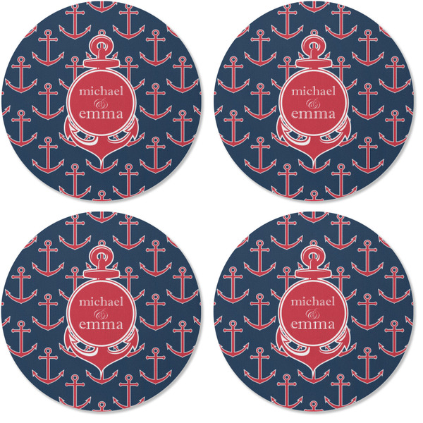 All Anchors Coaster Round Rubber Back - Apvl