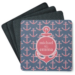All Anchors Square Rubber Backed Coasters - Set of 4 (Personalized)