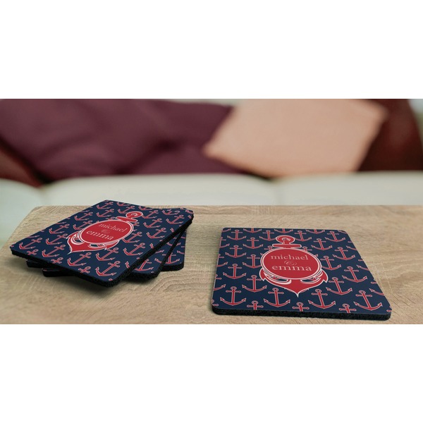 All Anchors Coaster Rubber Back - On Coffee Table