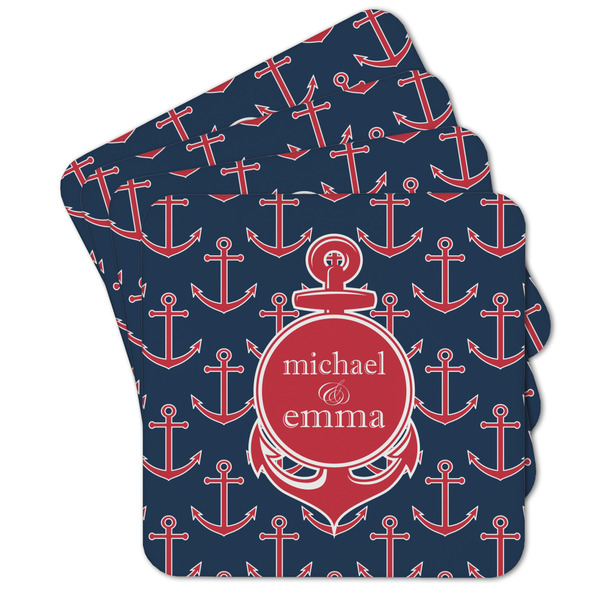 Custom All Anchors Cork Coaster - Set of 4 w/ Couple's Names