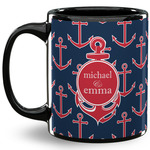 All Anchors 11 Oz Coffee Mug - Black (Personalized)