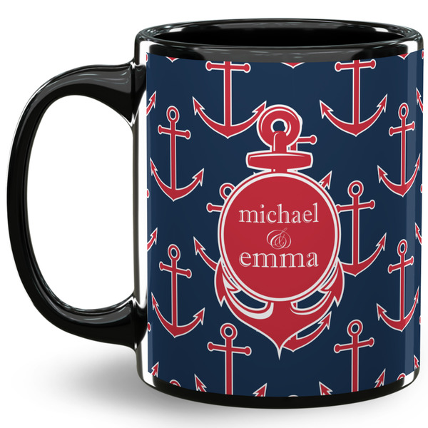 Custom All Anchors 11 Oz Coffee Mug - Black (Personalized)