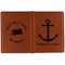 All Anchors Cognac Leather Passport Holder Outside Double Sided - Apvl