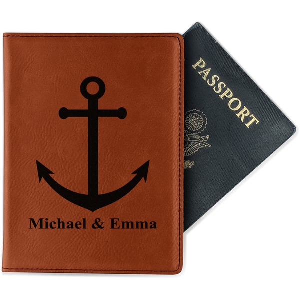 Custom All Anchors Passport Holder - Faux Leather - Single Sided (Personalized)