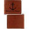 All Anchors Cognac Leatherette Bifold Wallets - Front and Back Single Sided - Apvl