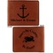 All Anchors Cognac Leatherette Bifold Wallets - Front and Back