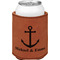 All Anchors Cognac Leatherette Can Sleeve - Single Front