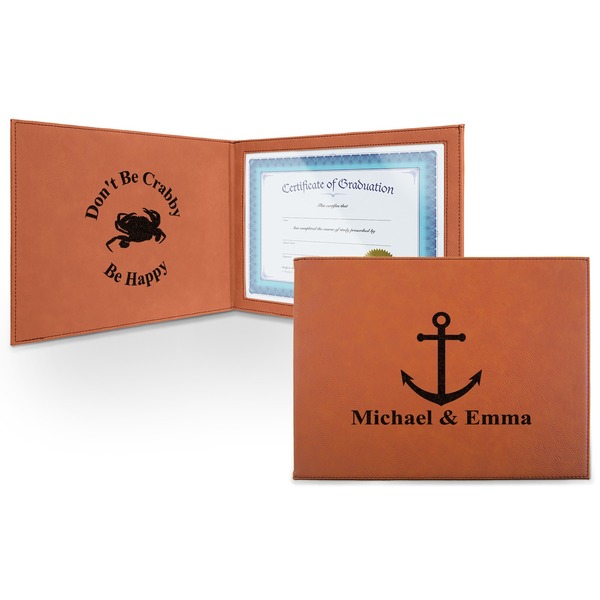 Custom All Anchors Leatherette Certificate Holder - Front and Inside (Personalized)