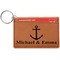 All Anchors Cognac Leatherette Keychain ID Holders - Front Credit Card