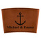 All Anchors Cognac Leatherette Mug Sleeve - Flat