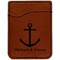 All Anchors Cognac Leatherette Phone Wallet close up