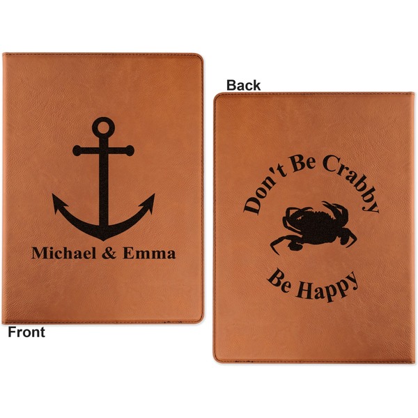 All Anchors Cognac Leatherette Portfolios with Notepad - Small - Double Sided- Apvl
