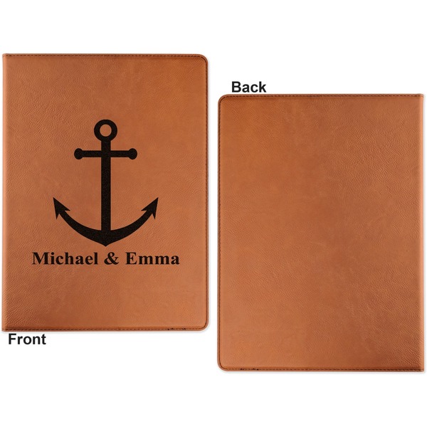 All Anchors Cognac Leatherette Portfolios with Notepad - Small - Single Sided- Apvl