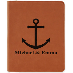 All Anchors Leatherette Zipper Portfolio with Notepad (Personalized)