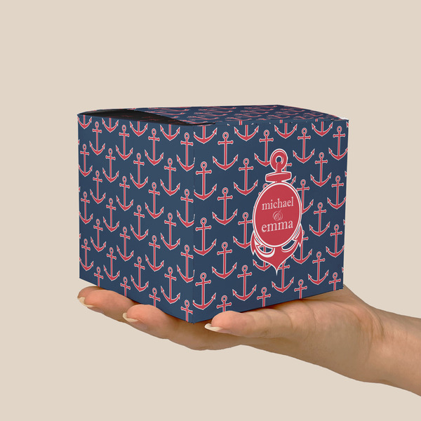 All Anchors Cube Favor Gift Box - On Hand - Scale View